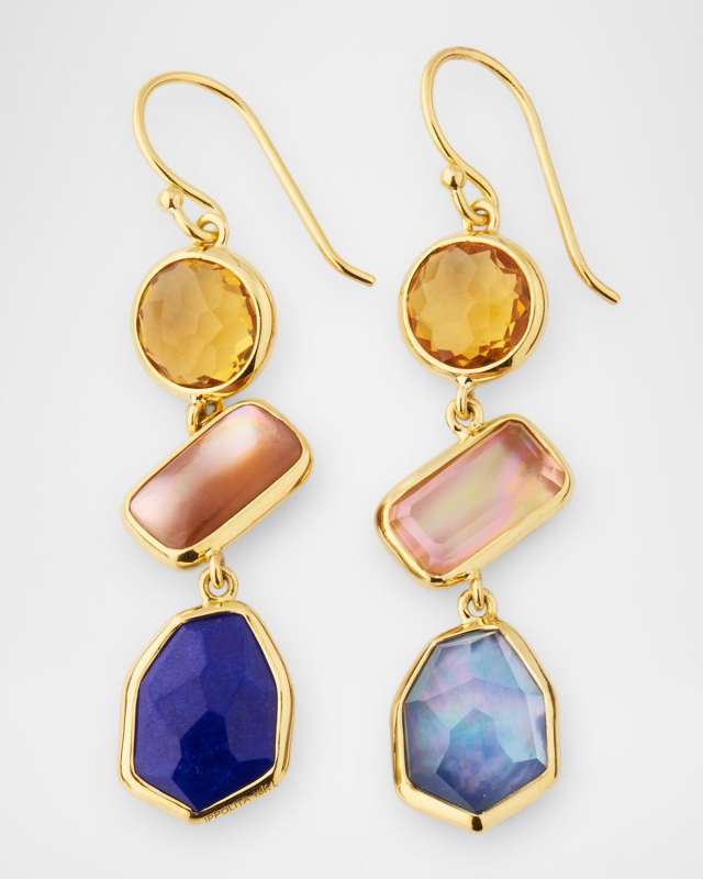 Rock Candy 18K Yellow Gold 3-Stone Drop Earrings